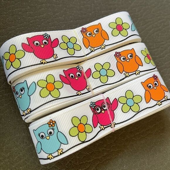 Grosgrain Ribbon 7/8” 5 yards 5/$20 NEW bow scrapbooking fall autumn owl flower - Picture 1 of 5